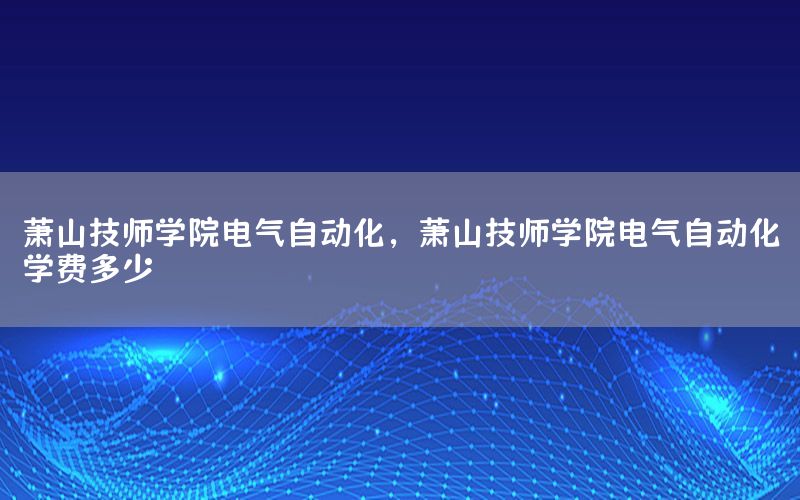 蕭山技師學(xué)院電氣自動化，蕭山技師學(xué)院電氣自動化學(xué)費多少